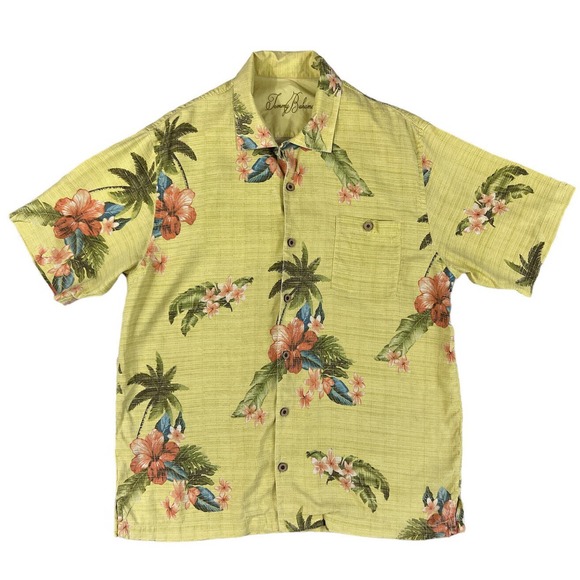 Tommy Bahama Men Floral Hawaiian Button Up Short‎ Sleeve Silk Shirt Size Large - Picture 1 of 6